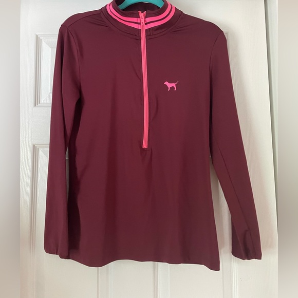 VS Pink Ultimate Maroon Yoga Half ZIP Pullover - Picture 1 of 4